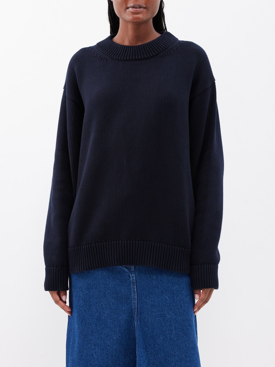 Navy Senjo oversized organic-cotton sweater | Studio Nicholson