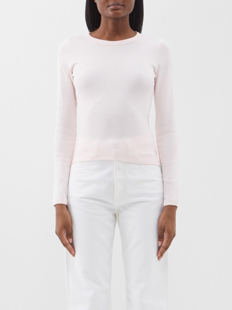 Pink Max long-sleeved cotton-jersey T-shirt | FLORE FLORE ...