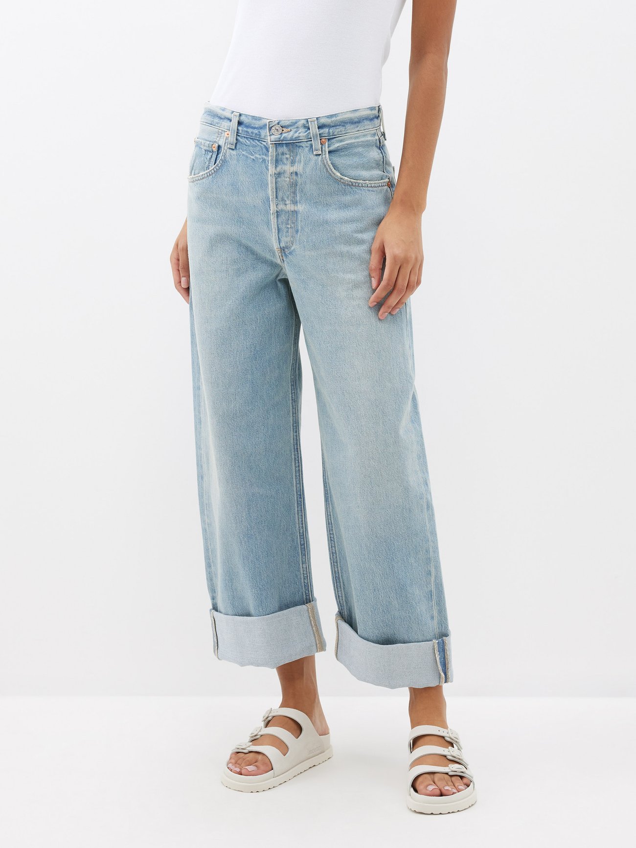 Blue Ayla high-rise cuffed organic-cotton jeans | Citizens of Humanity ...