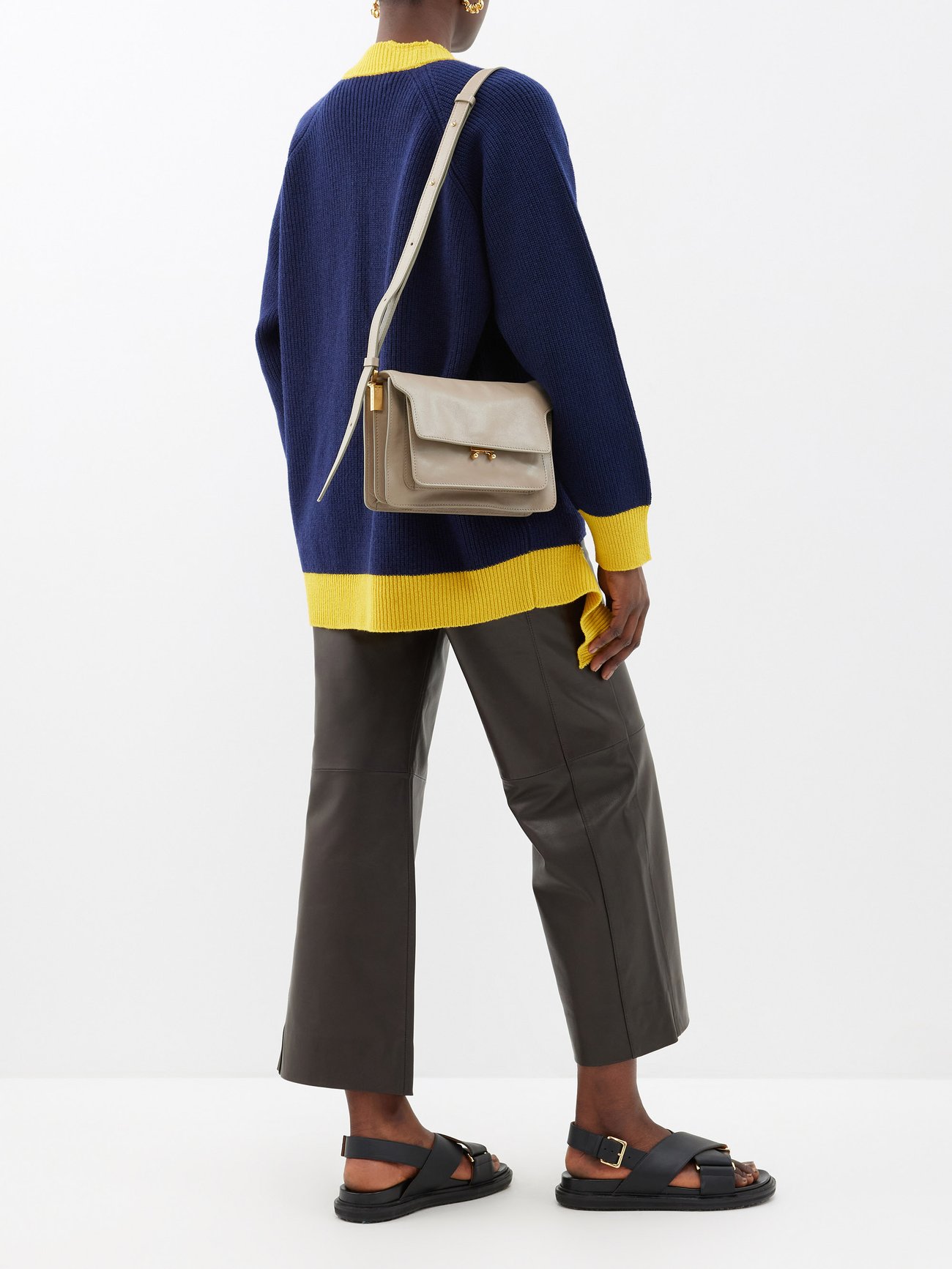 Trunk leather crossbody bag Marni Blue in Leather - 36186341