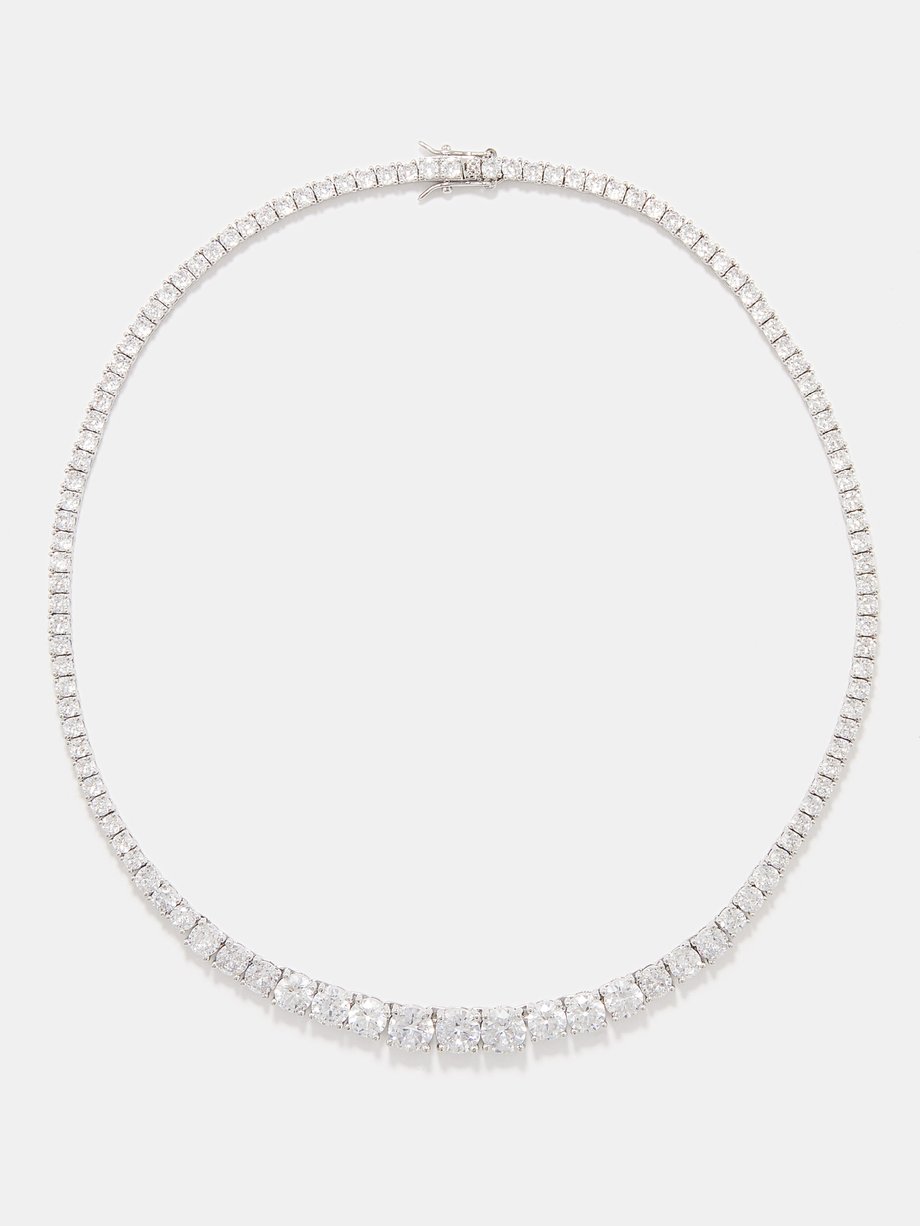Silver Monaco crystal-embellished necklace | FALLON | MATCHES UK
