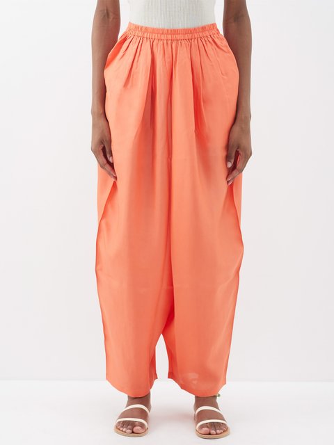 Orange Thali silk wide-leg trousers, Anaak