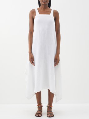 Anaak Lulu asymmetric-hem cotton-gauze dress