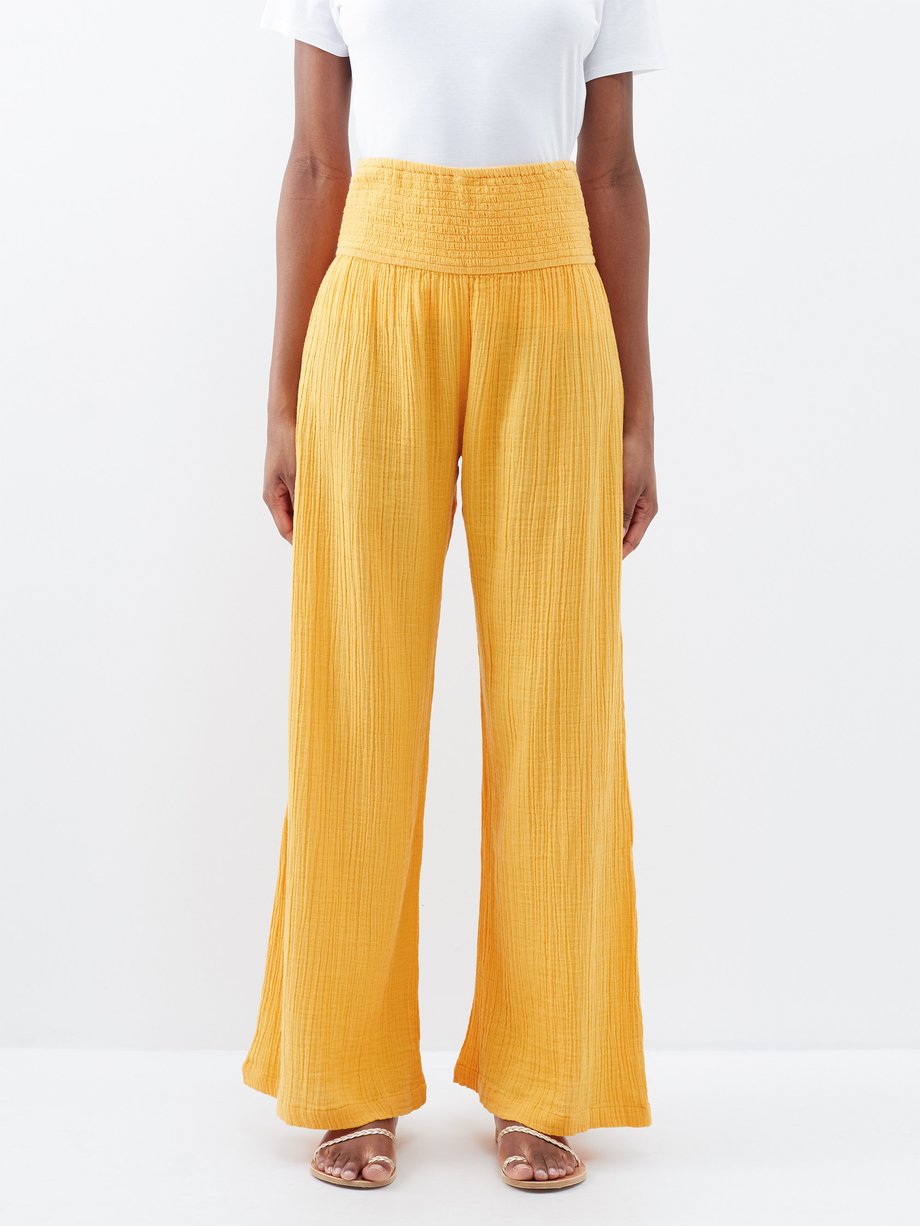 Linen trousers - Orange - Women - Gina Tricot