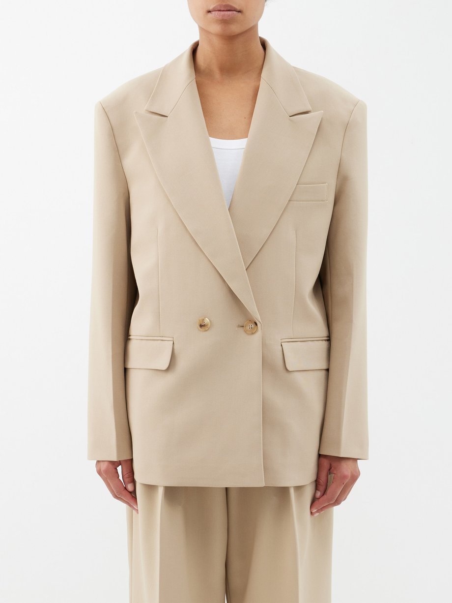 Beige Corrin oversized double-breasted suit jacket | The Frankie Shop |  MATCHES UK