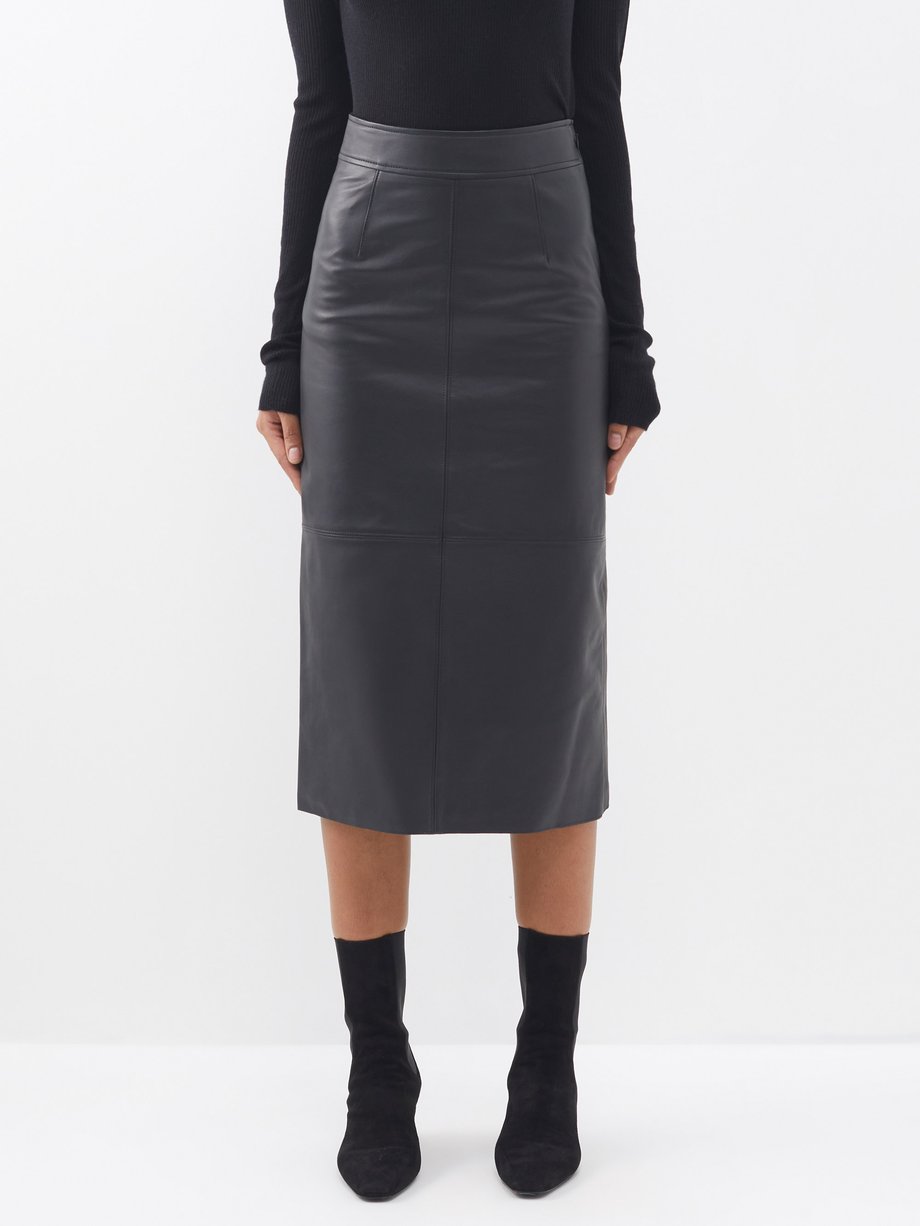 Black Heather leather pencil skirt | The Frankie Shop | MATCHES US