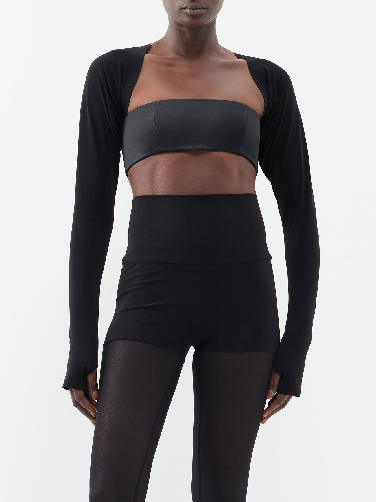 Jersey crop top in black - Norma Kamali