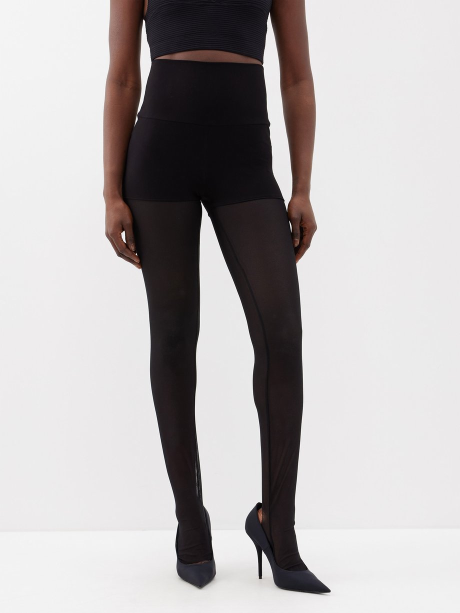 Black Stirrup mesh leggings, Norma Kamali
