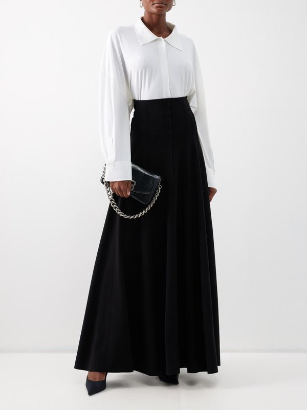 Norma Kamali Grace high-rise pleated maxi skirt