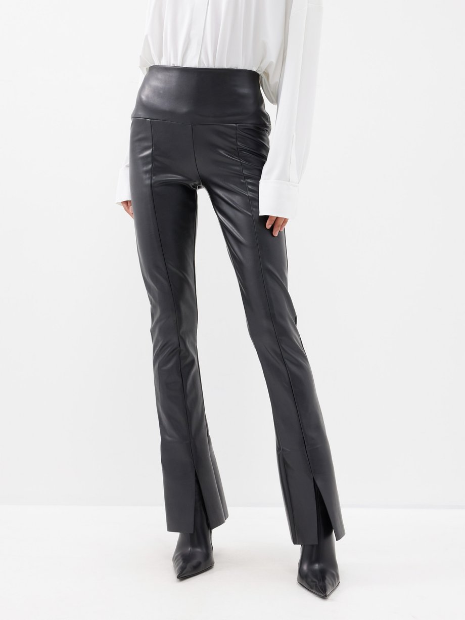 Black Faux-leather flared leggings | Norma Kamali | MATCHES UK