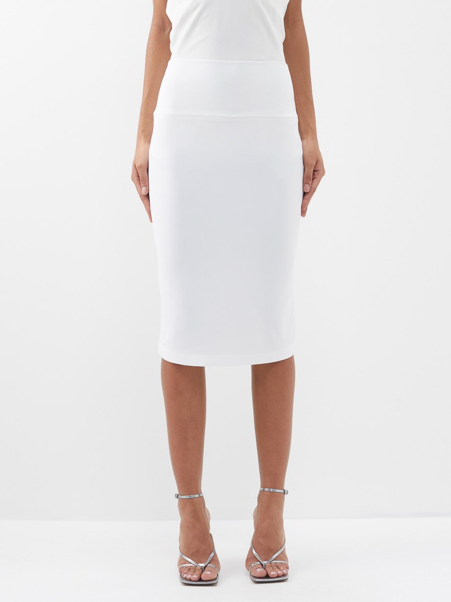 White Stretch-jersey pencil skirt | Norma Kamali | MATCHES UK