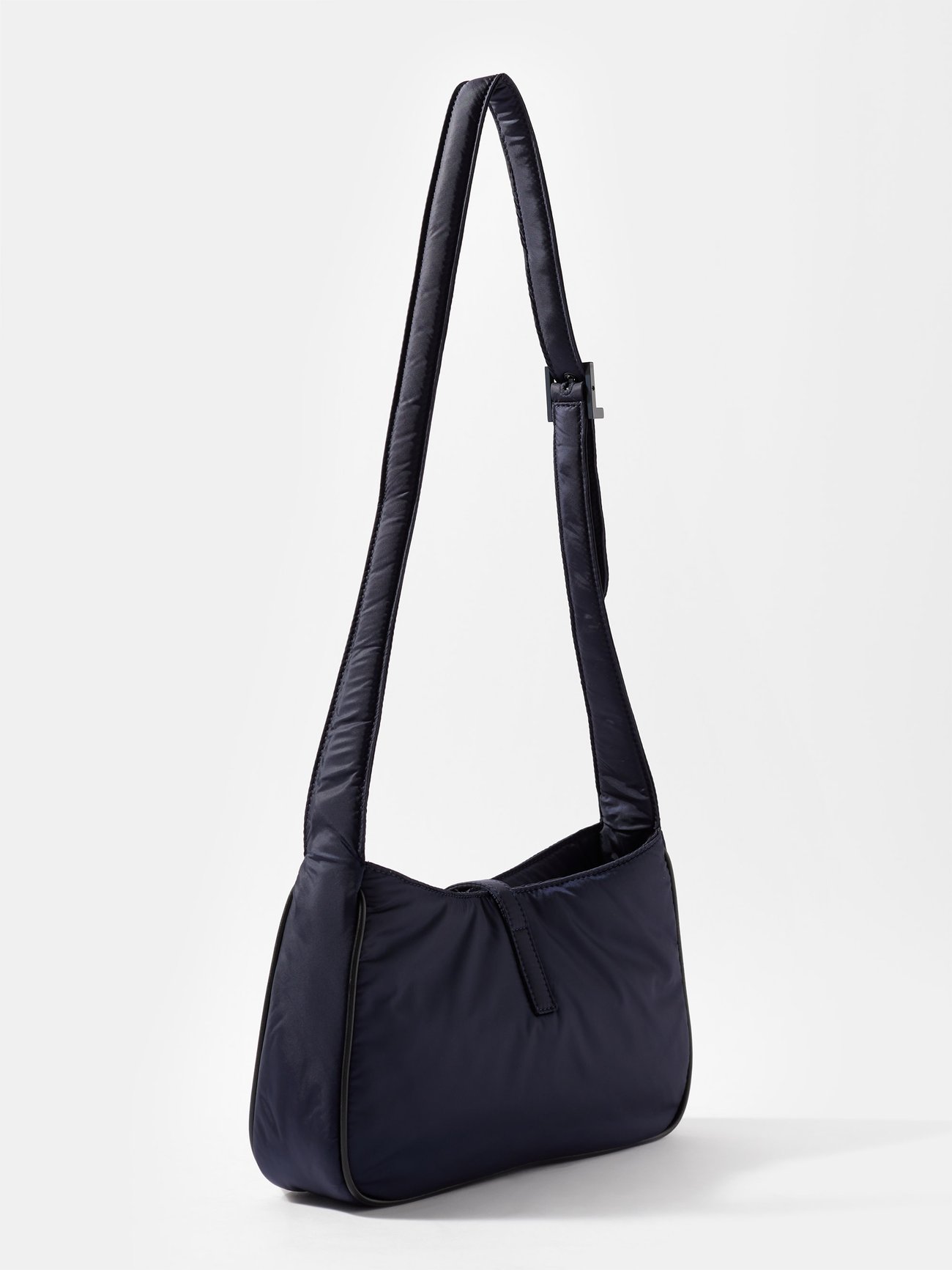 ASOS DESIGN nylon curved 90s shoulder bag in black