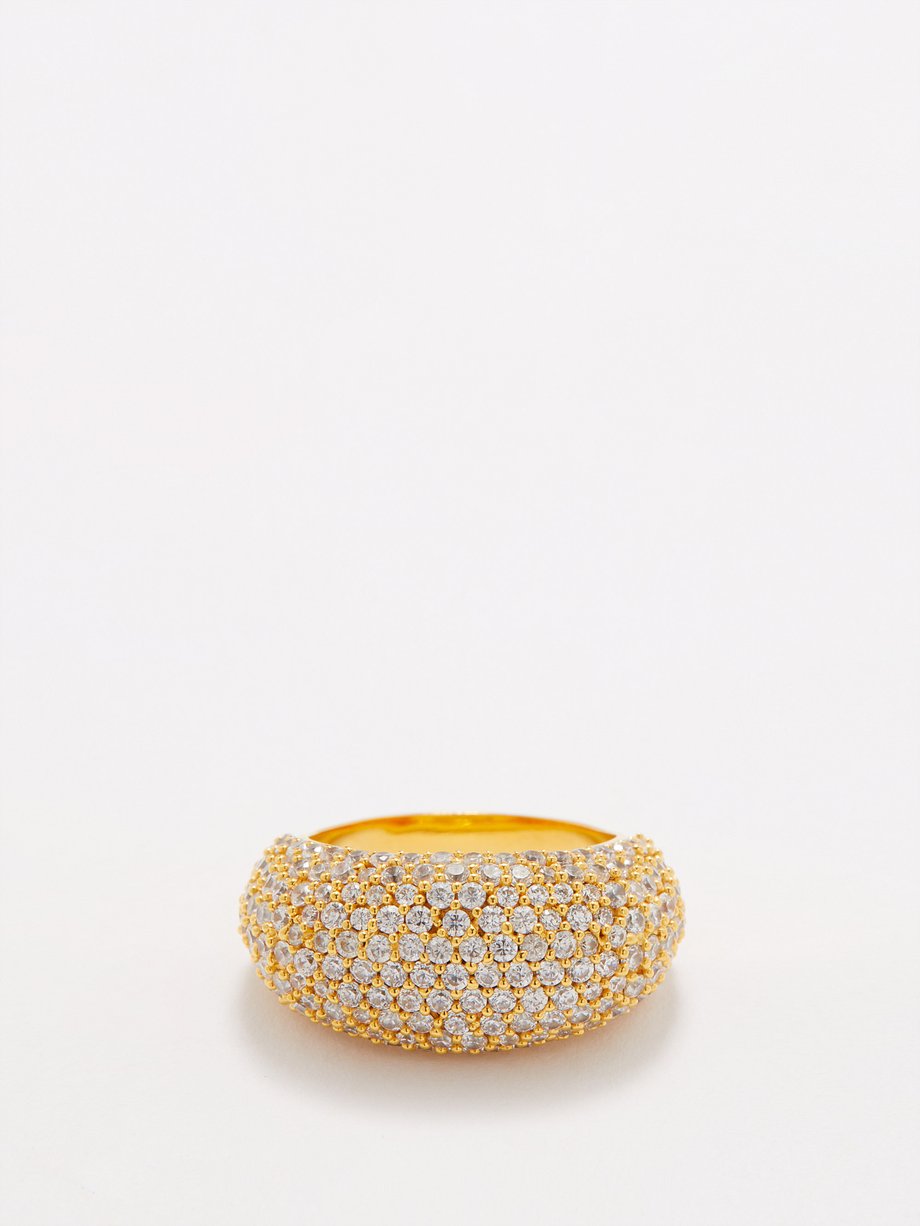 Daphine Christy cubic zirconia & 18kt gold-plated ring