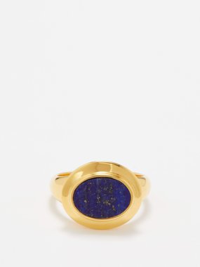 Daphine Rita lapis lazuli & 18kt gold-plated brass ring