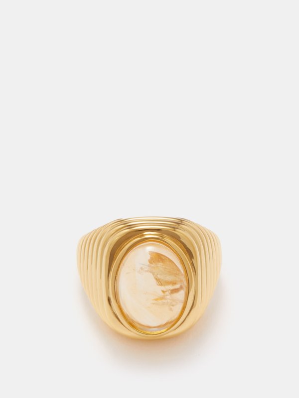 Daphine Aida citrine & 18kt gold-plated ring