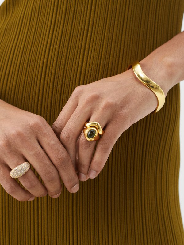 Daphine X Monikh quartz & 18kt gold-plated ring