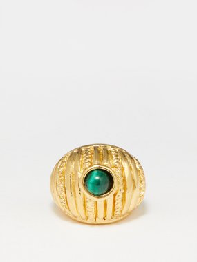 Paola Sighinolfi Small Reef 18kt gold-plated & malachite ring