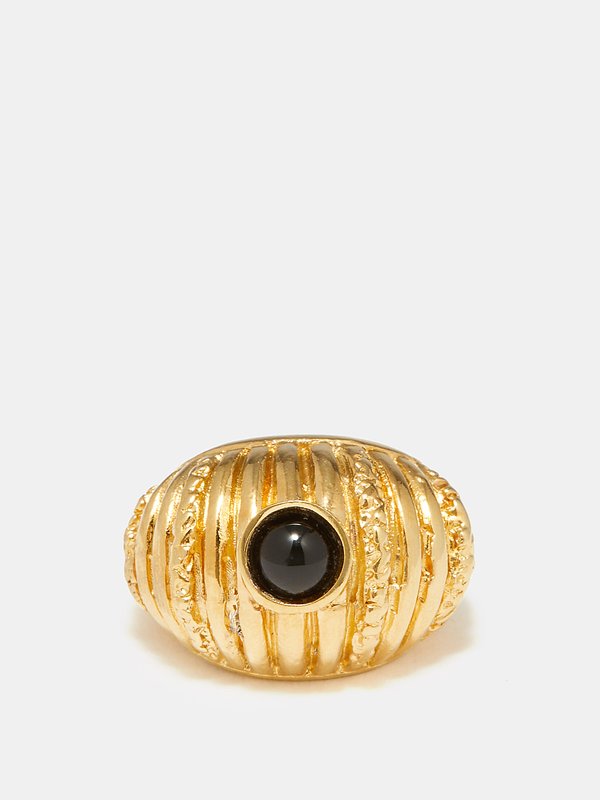 Paola Sighinolfi Small Reef onyx & 18kt gold-plated ring