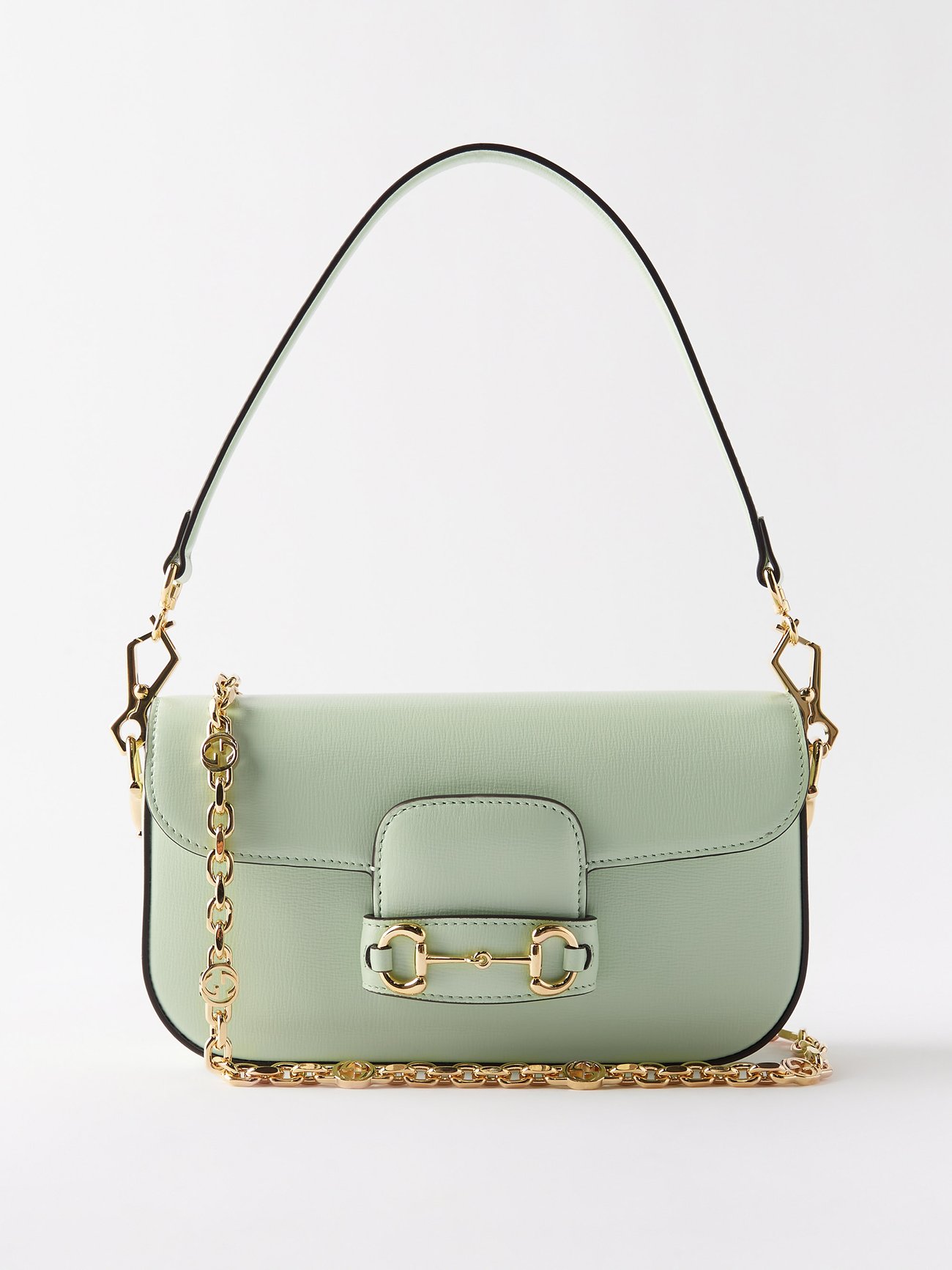 Green 1995 Horsebit small grained-leather shoulder bag | Gucci ...