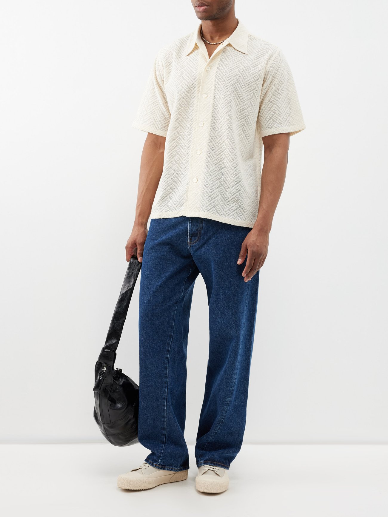 Off white Spacey jacquard cotton-blend knit shirt | Sunflower