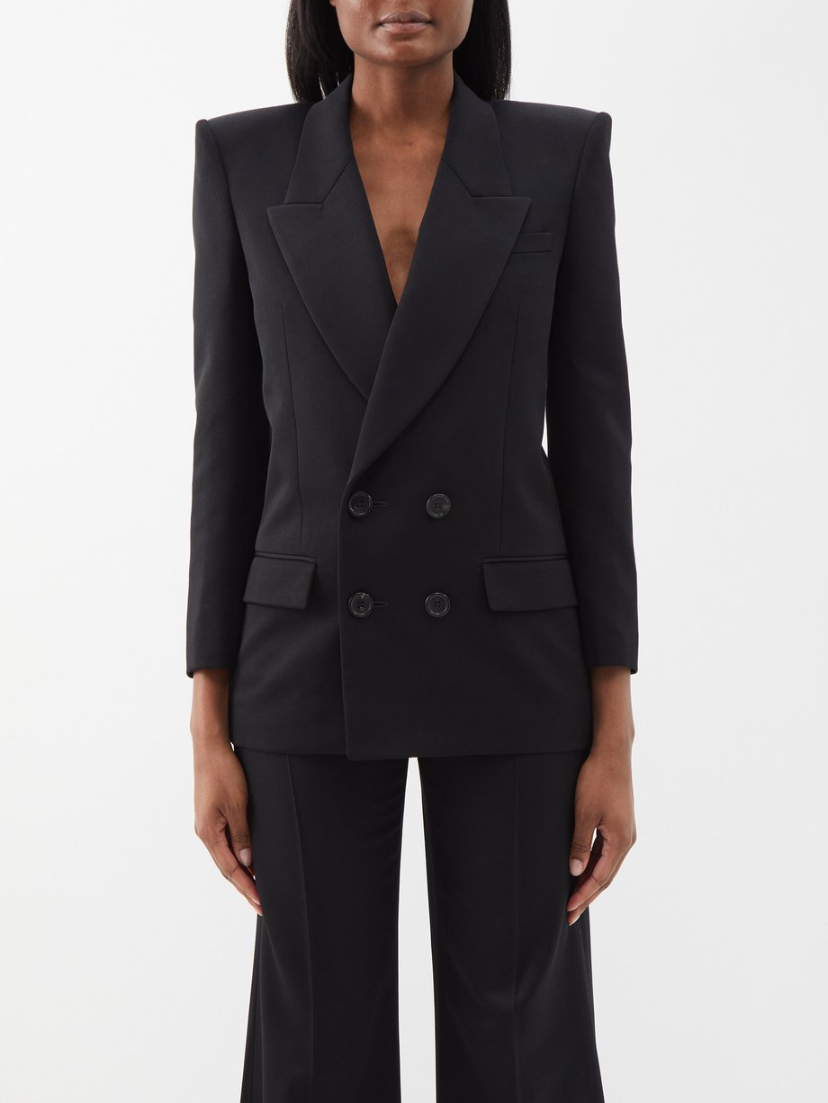 Black Double-breasted wool tailored jacket | Saint Laurent ...