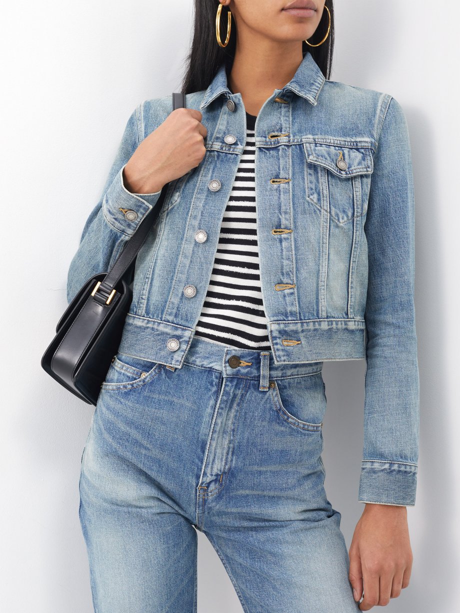 Blue Organic-cotton denim jacket | Saint Laurent | MATCHES UK