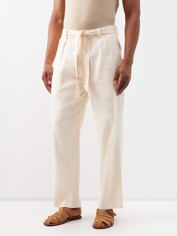 Commas Front-pleat linen-blend trousers