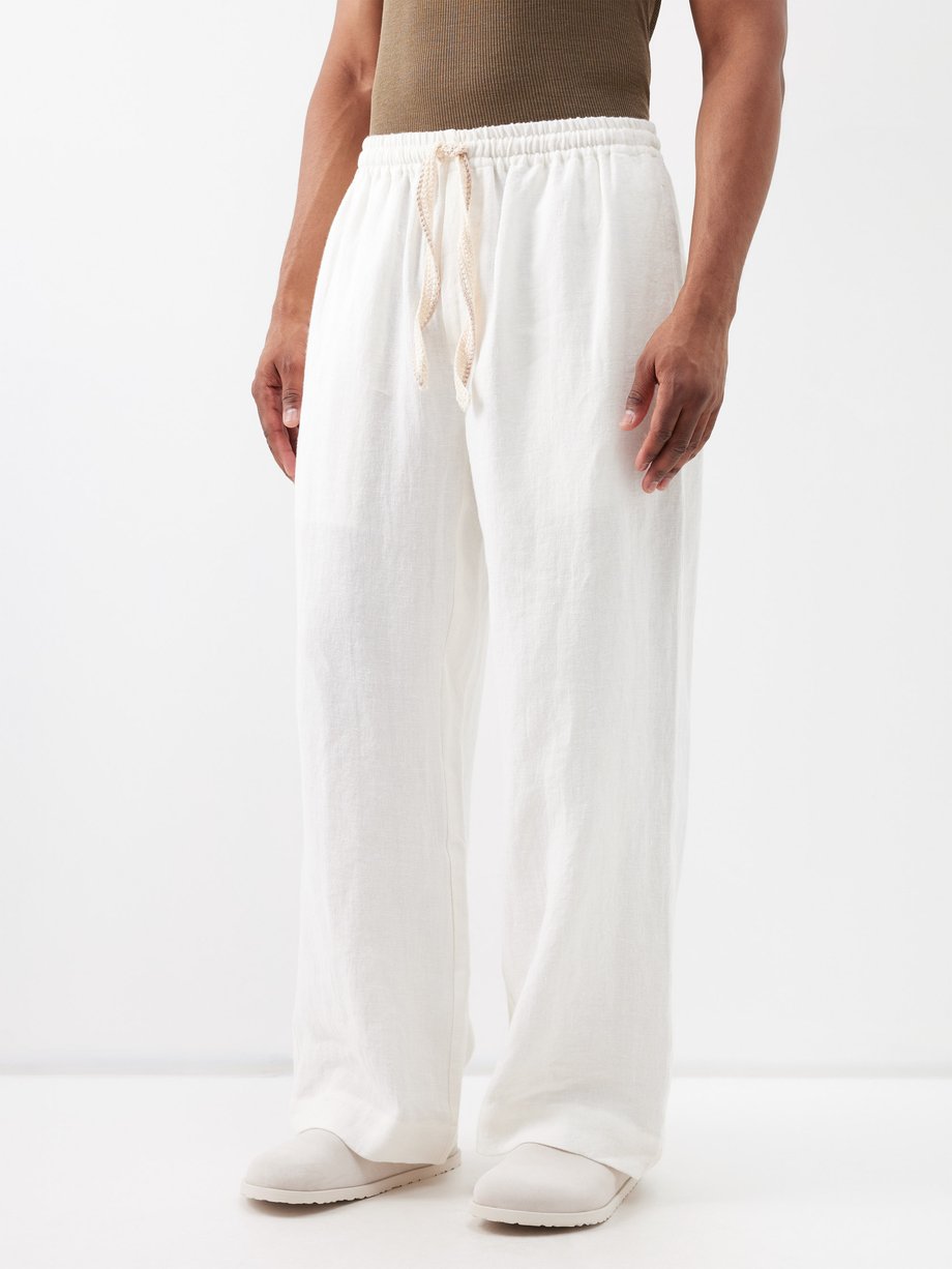 White Wide-leg linen trousers, Commas