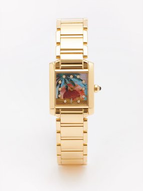 Jacquie Aiche Vintage Cartier Tank diamond & 18kt gold watch