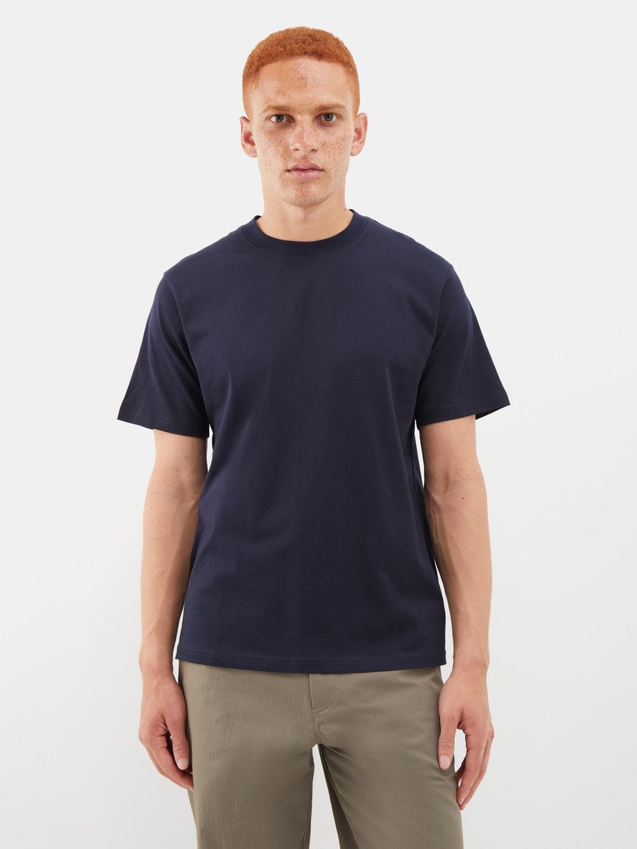 Navy Bric cotton-jersey T-shirt | Studio Nicholson | MATCHESFASHION US