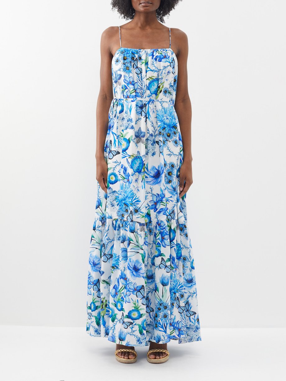 Blue Napoli floral-print silk maxi dress | Mary Katrantzou | MATCHES UK