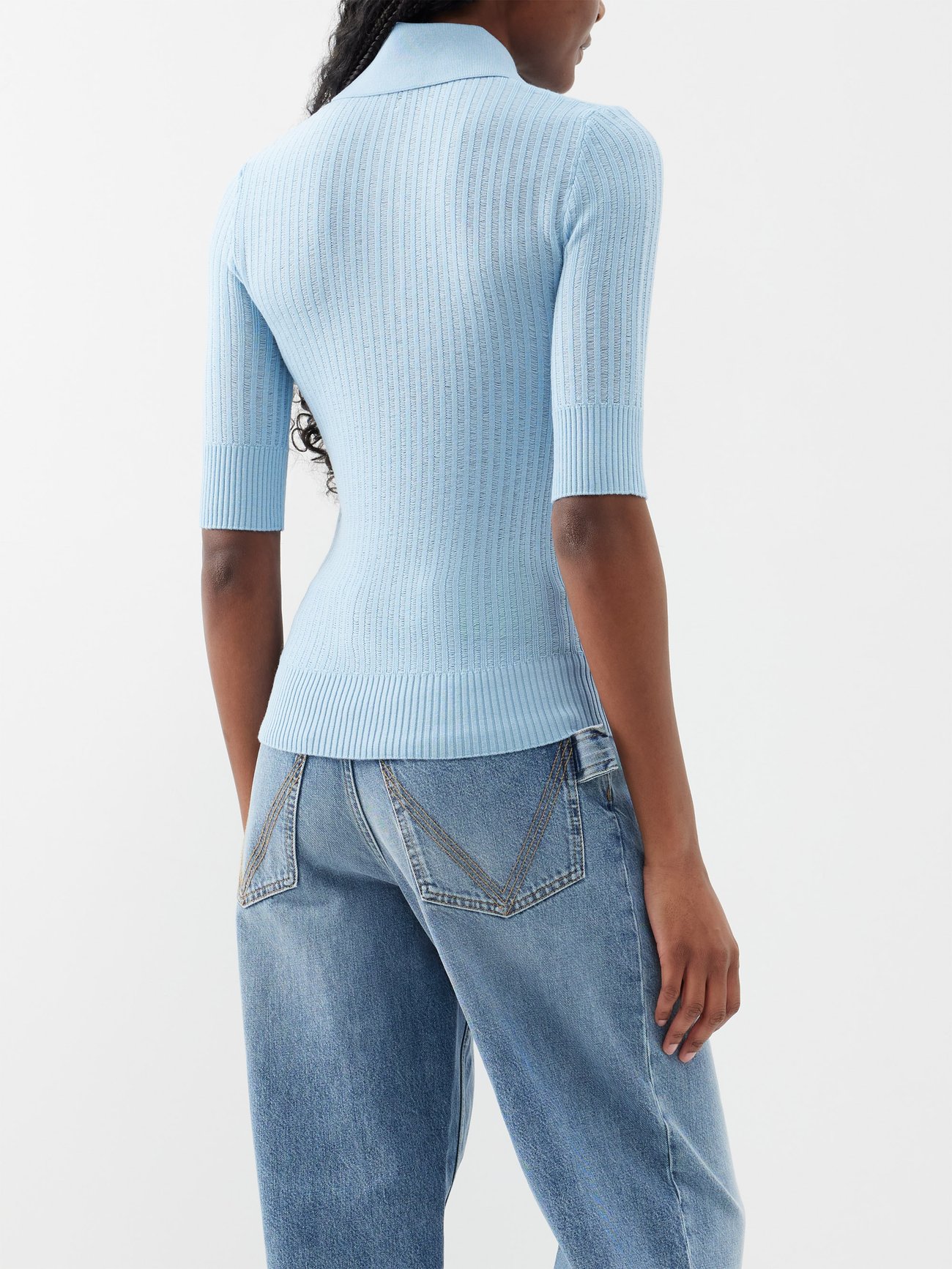 RvceShops Revival, Bottega Veneta ribbed-knit polo top