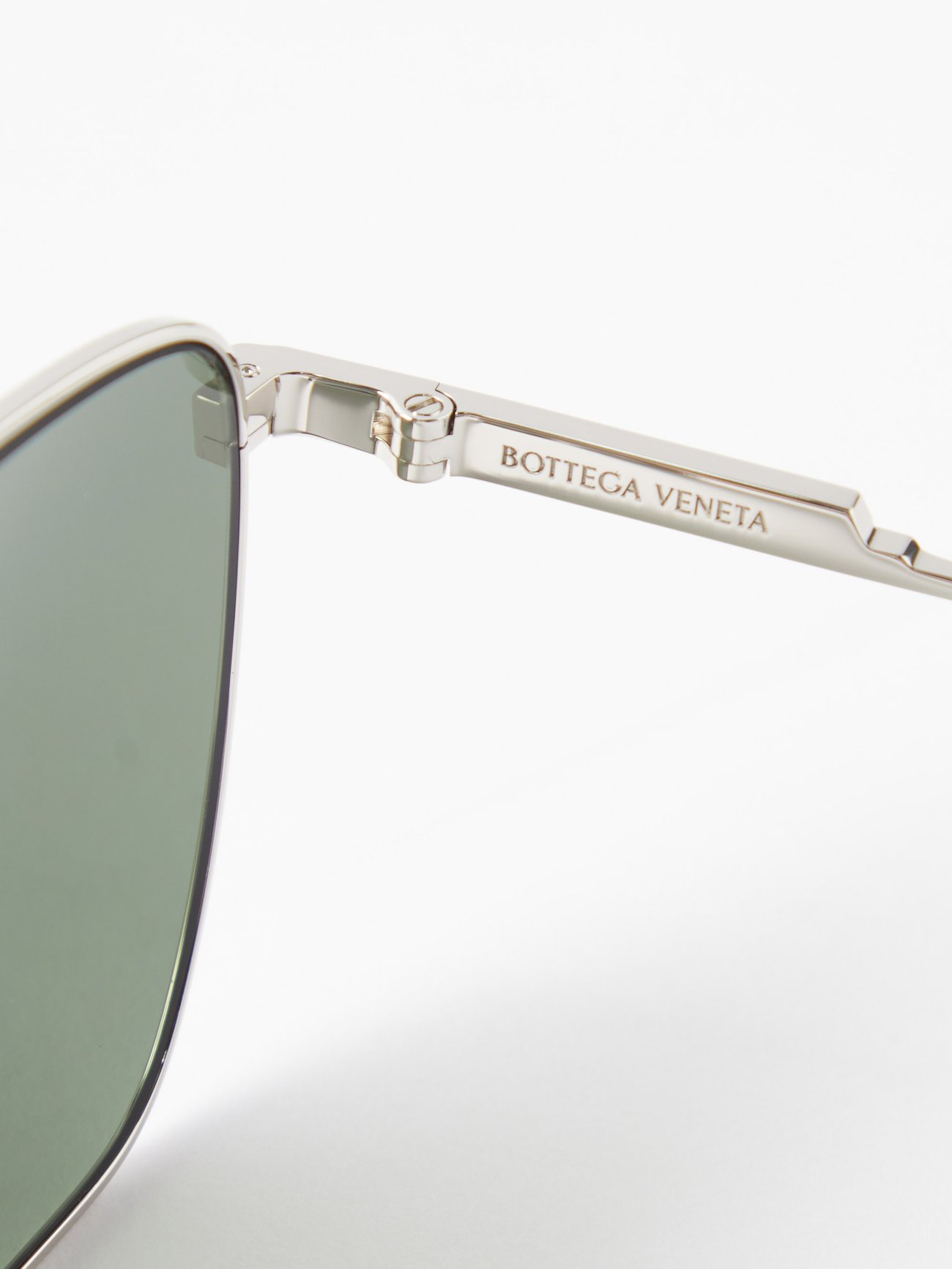 Bottega Veneta: Silver Aviator Sunglasses