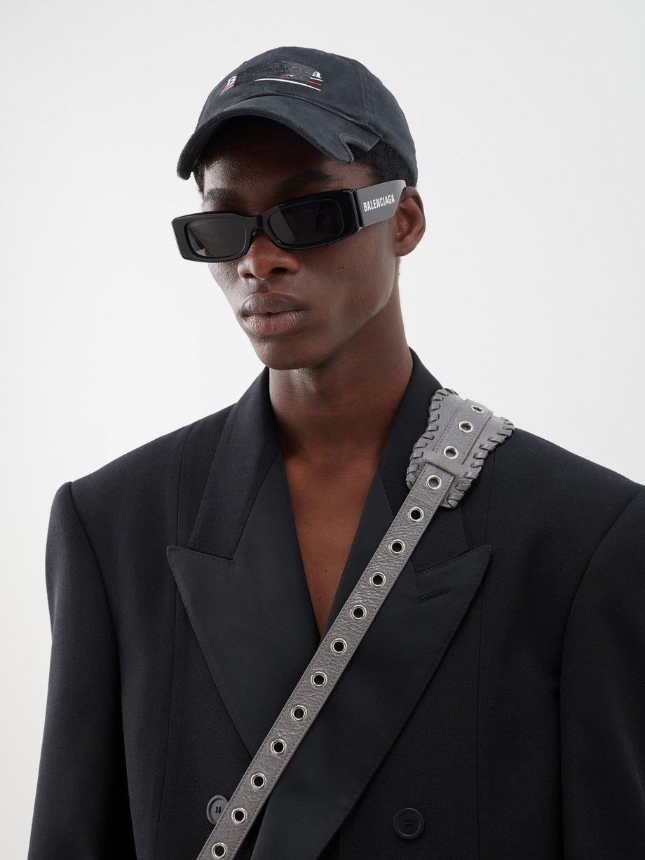 Black Rectangular-frame acetate sunglasses | Balenciaga | MATCHESFASHION UK