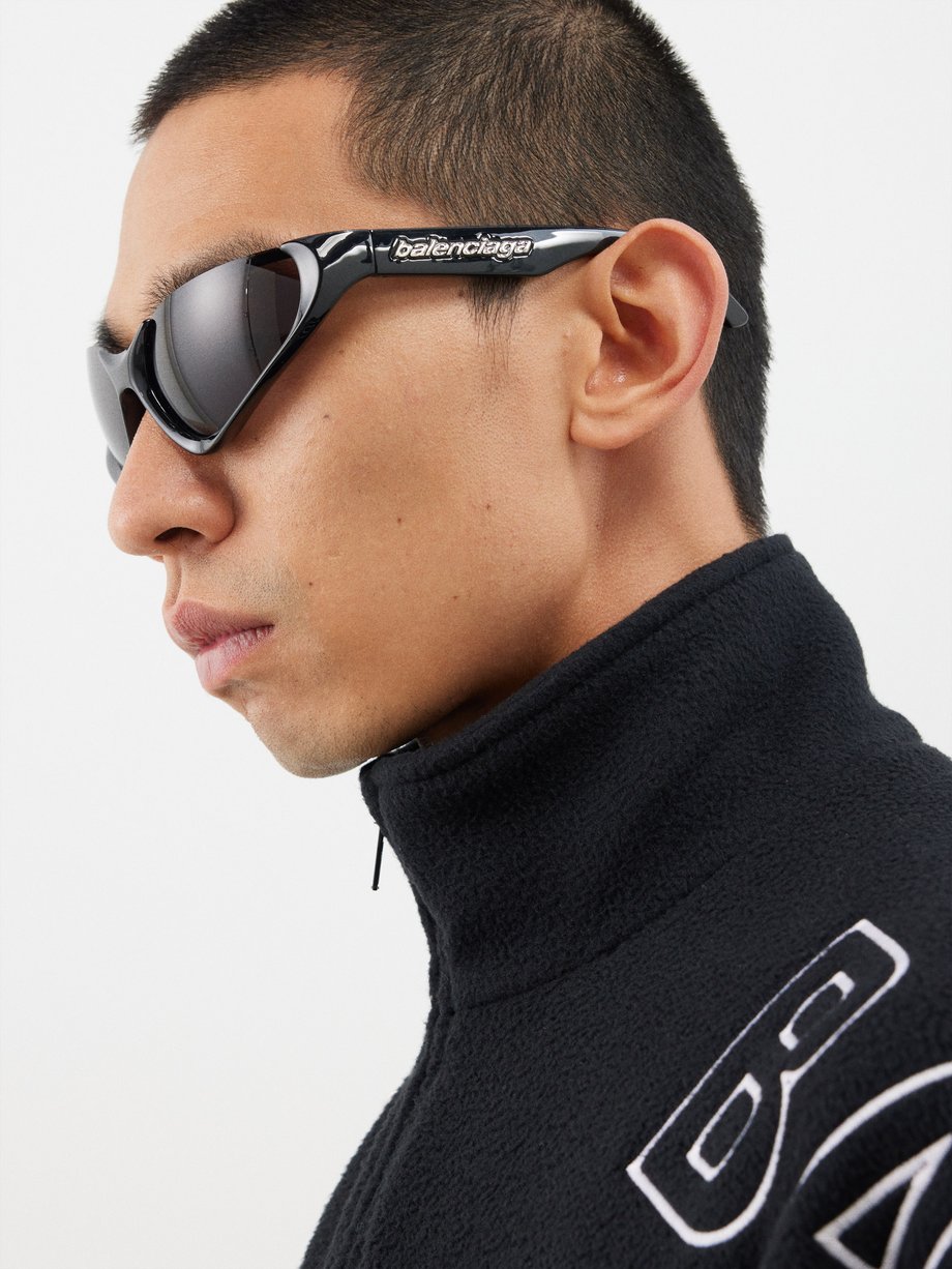 Black Xpander wraparound acetate sunglasses | Balenciaga ...