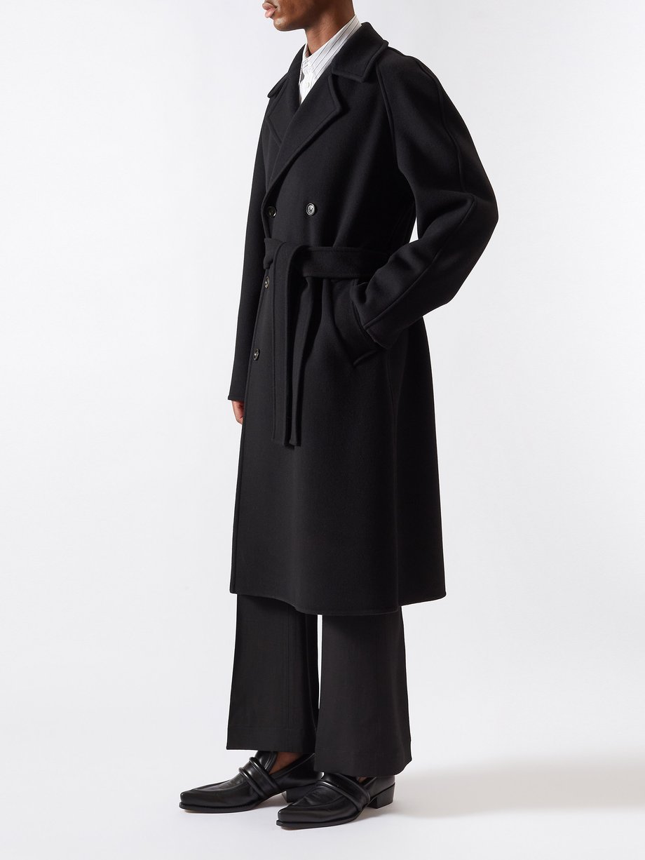 Black Double-breasted belted coat | Bottega Veneta | MATCHESFASHION US
