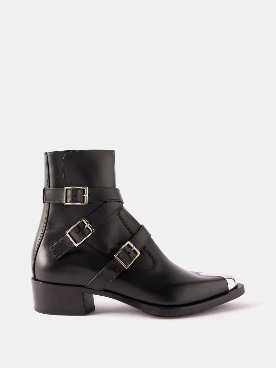 Black Punk buckled leather boots | Alexander McQueen | MATCHESFASHION US