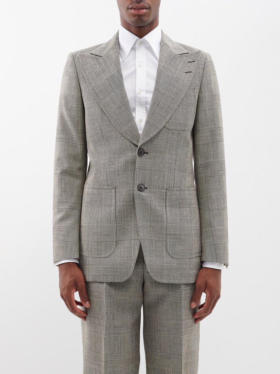 Grey Meucci Prince of Wales-check wool suit jacket | Ben Cobb x Tiger ...