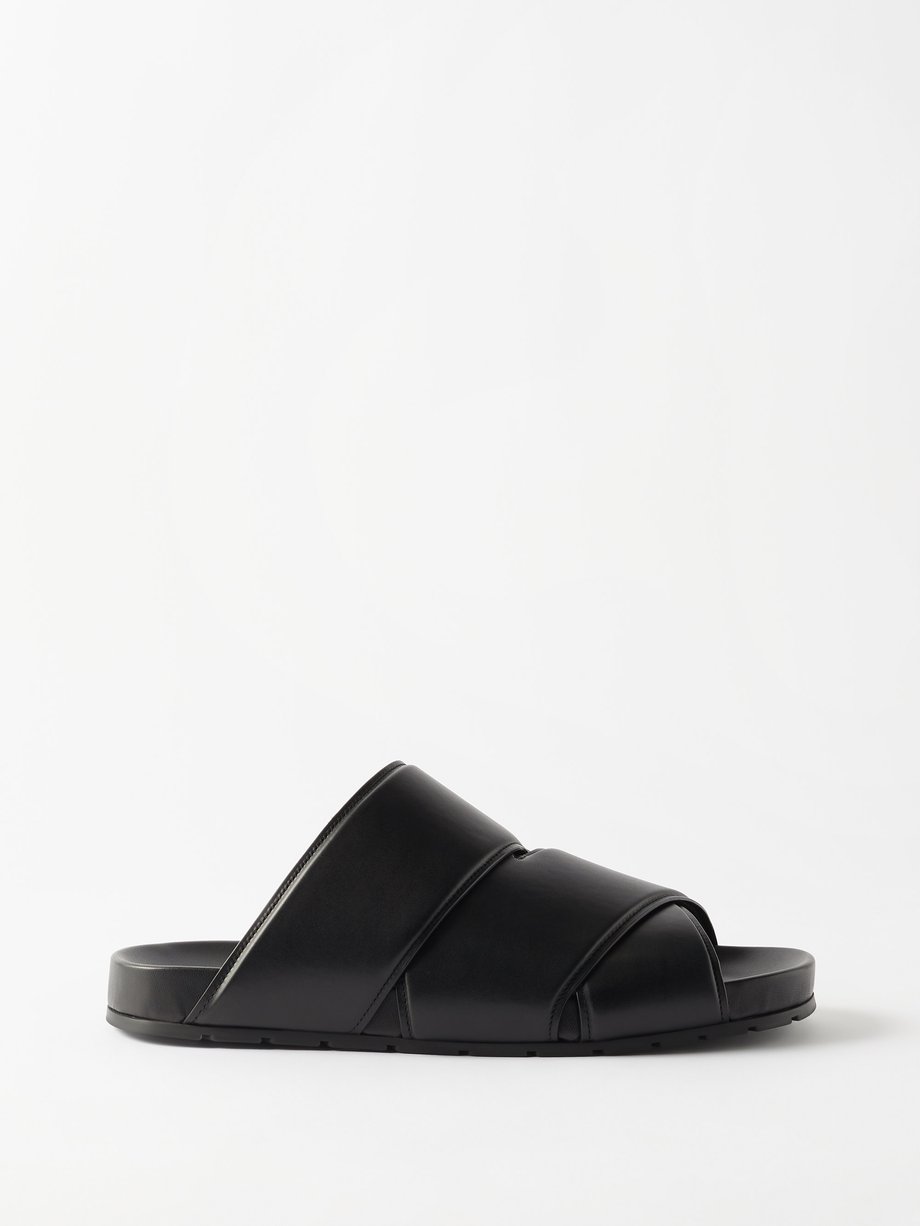 Black Crossover leather sandals | Bottega Veneta | MATCHES UK