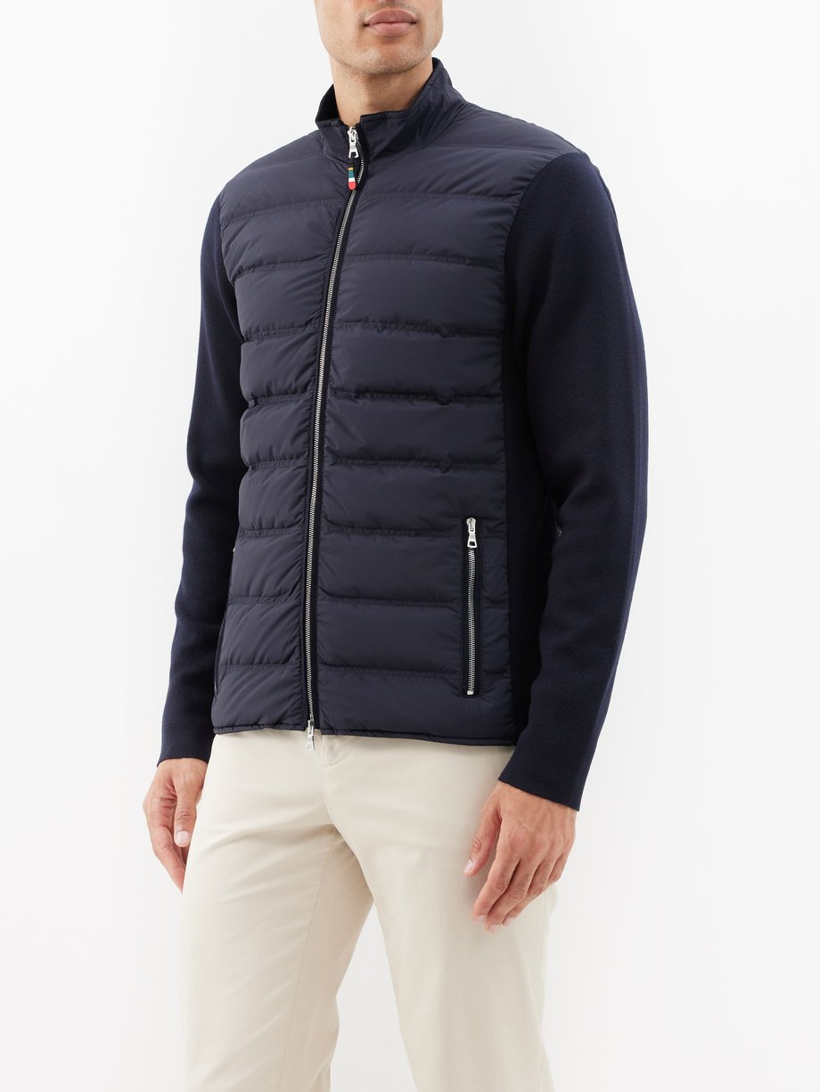 Navy Wallace knitted-sleeve quilted down jacket | Orlebar Brown ...