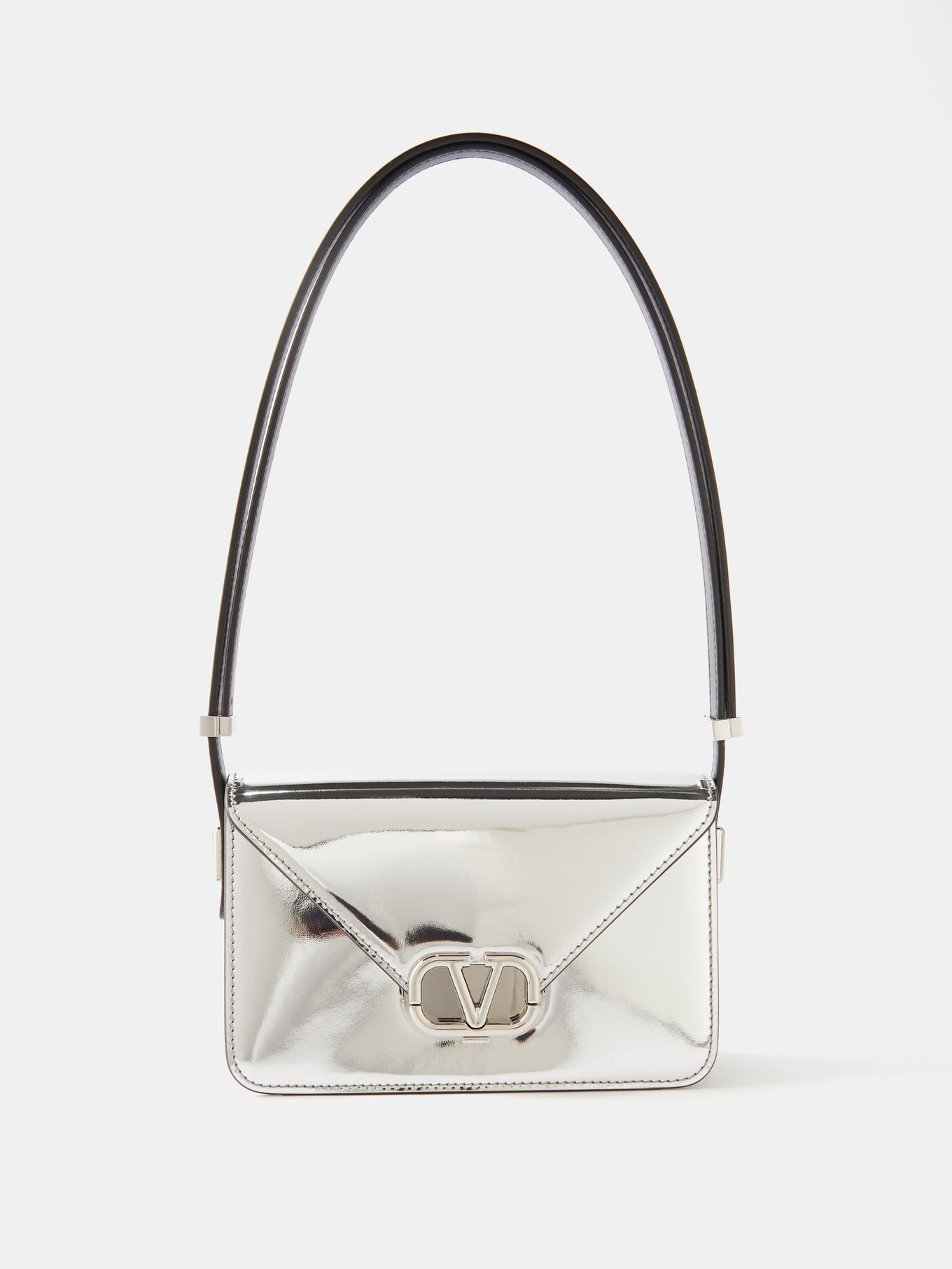 Letter Small Leather Shoulder Bag in Black - Valentino Garavani