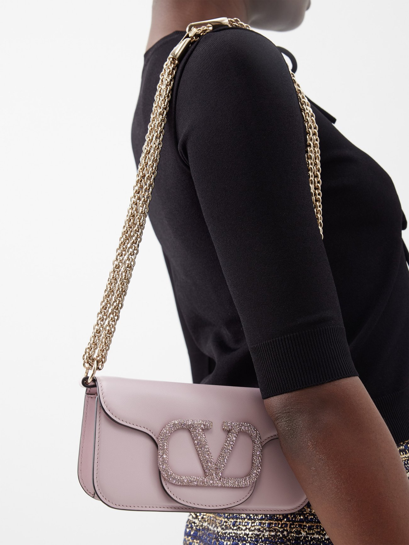 Valentino Garavani | Small Locò Shoulder Bag with 3D Embroidery | Pink