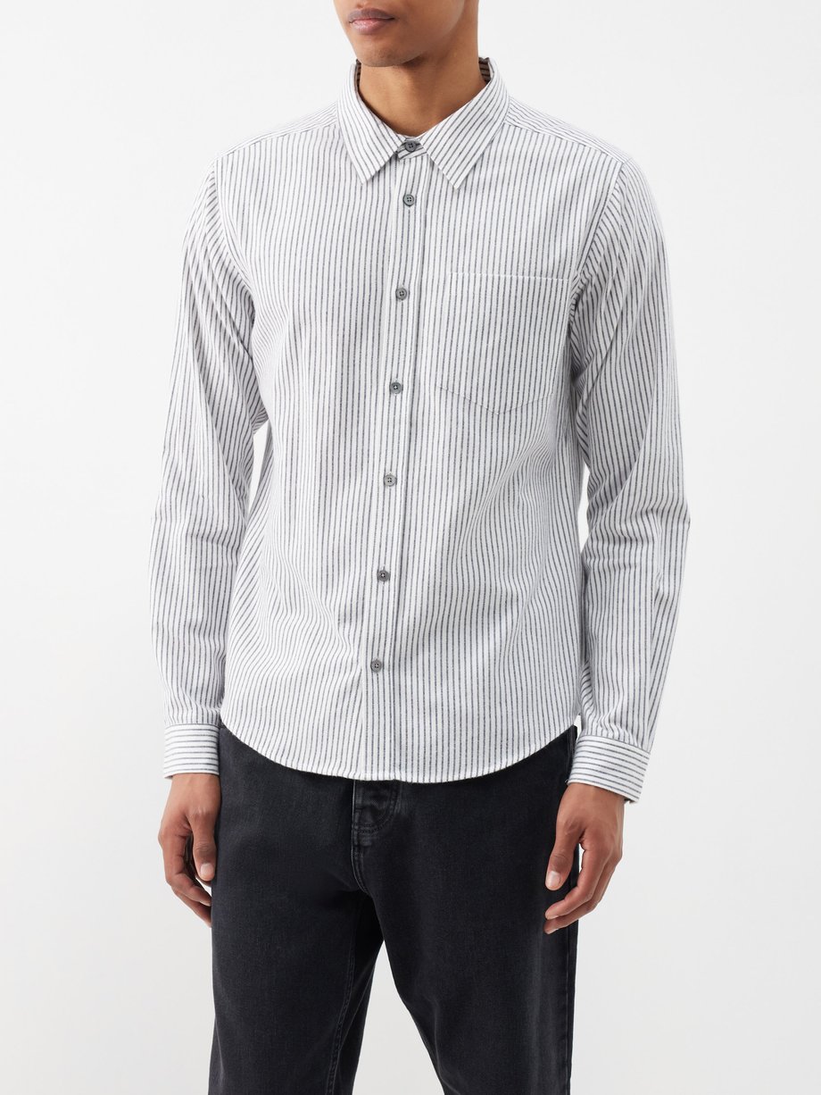 Grey Striped cotton shirt | FRAME | MATCHES UK