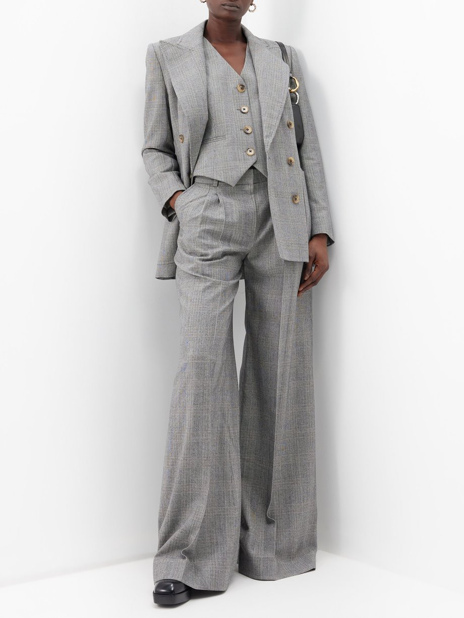 Grey Bowie Prince of Wales-check wool trousers