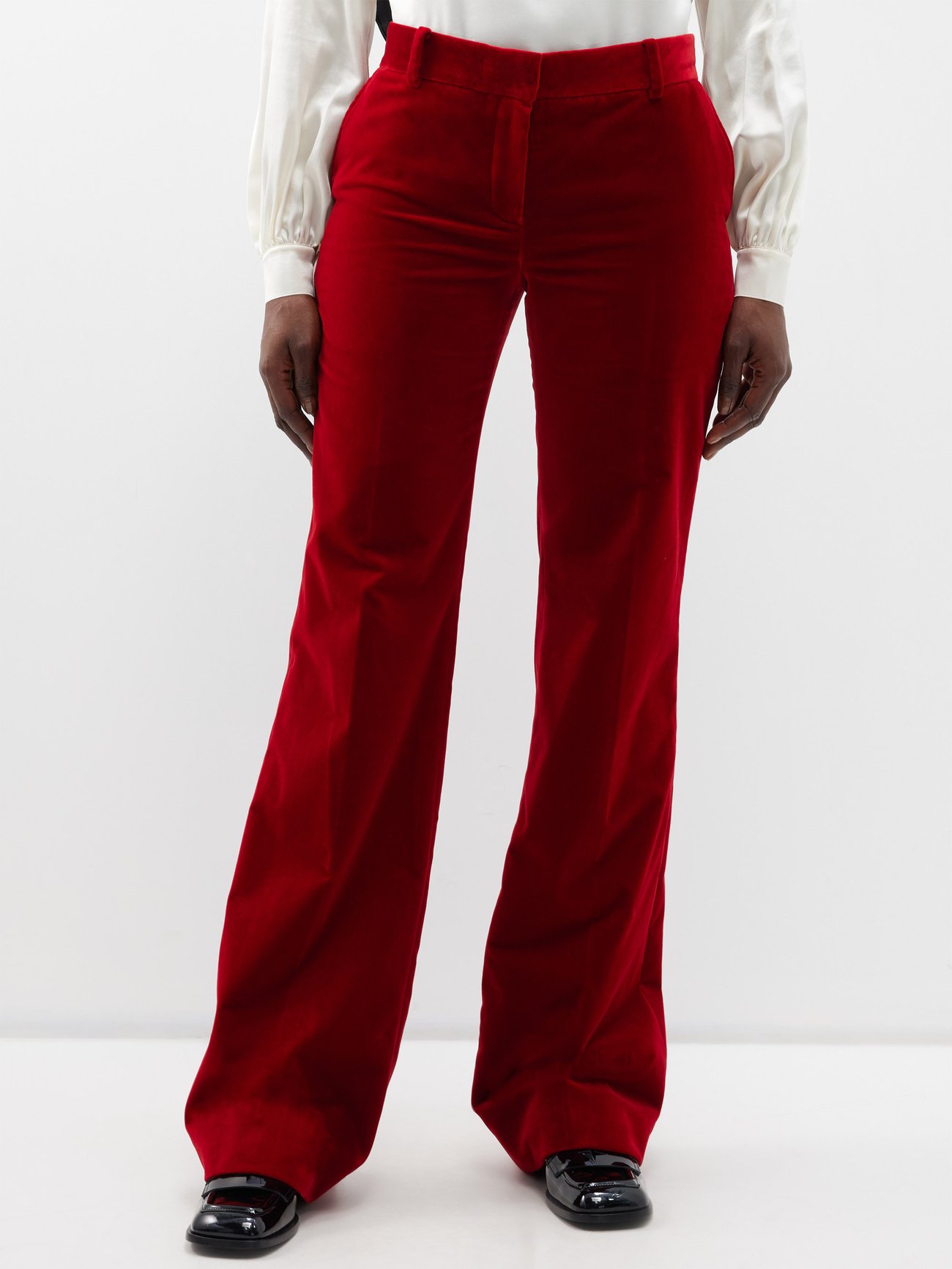 Red 1976 velvet flared trousers | Bella Freud | MATCHES UK