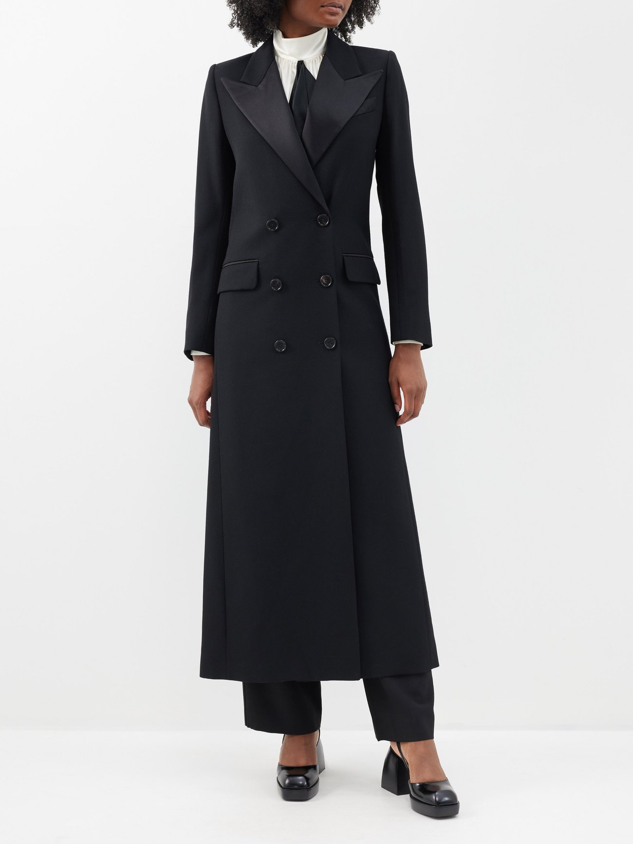 Black Bianca double-breasted cavalry-twill coat | Bella Freud | MATCHES UK