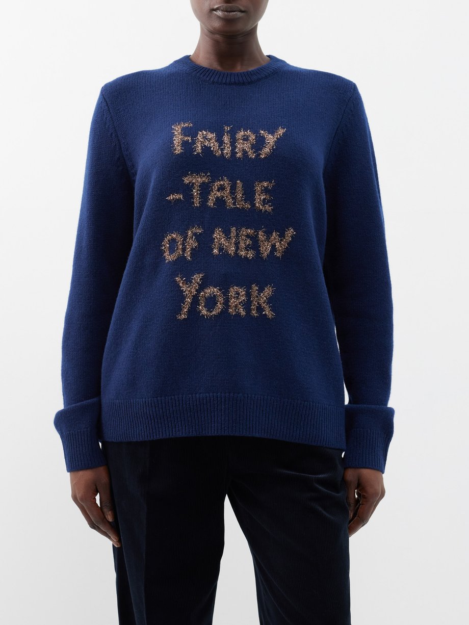 Navy Fairytale of New York merino sweater | Bella Freud | MATCHESFASHION US