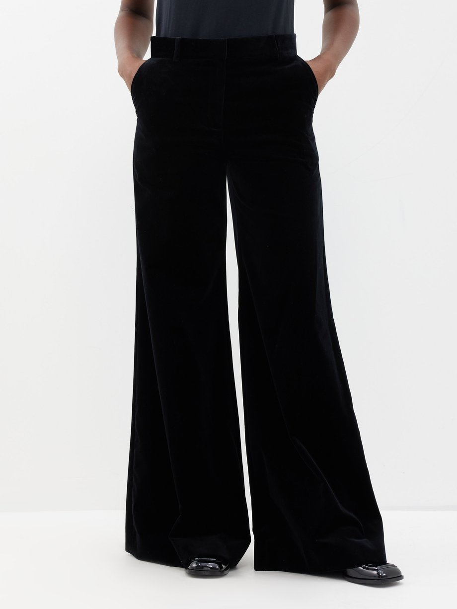 Black Bianca cotton-velvet wide-leg trousers | Bella Freud | MATCHES UK
