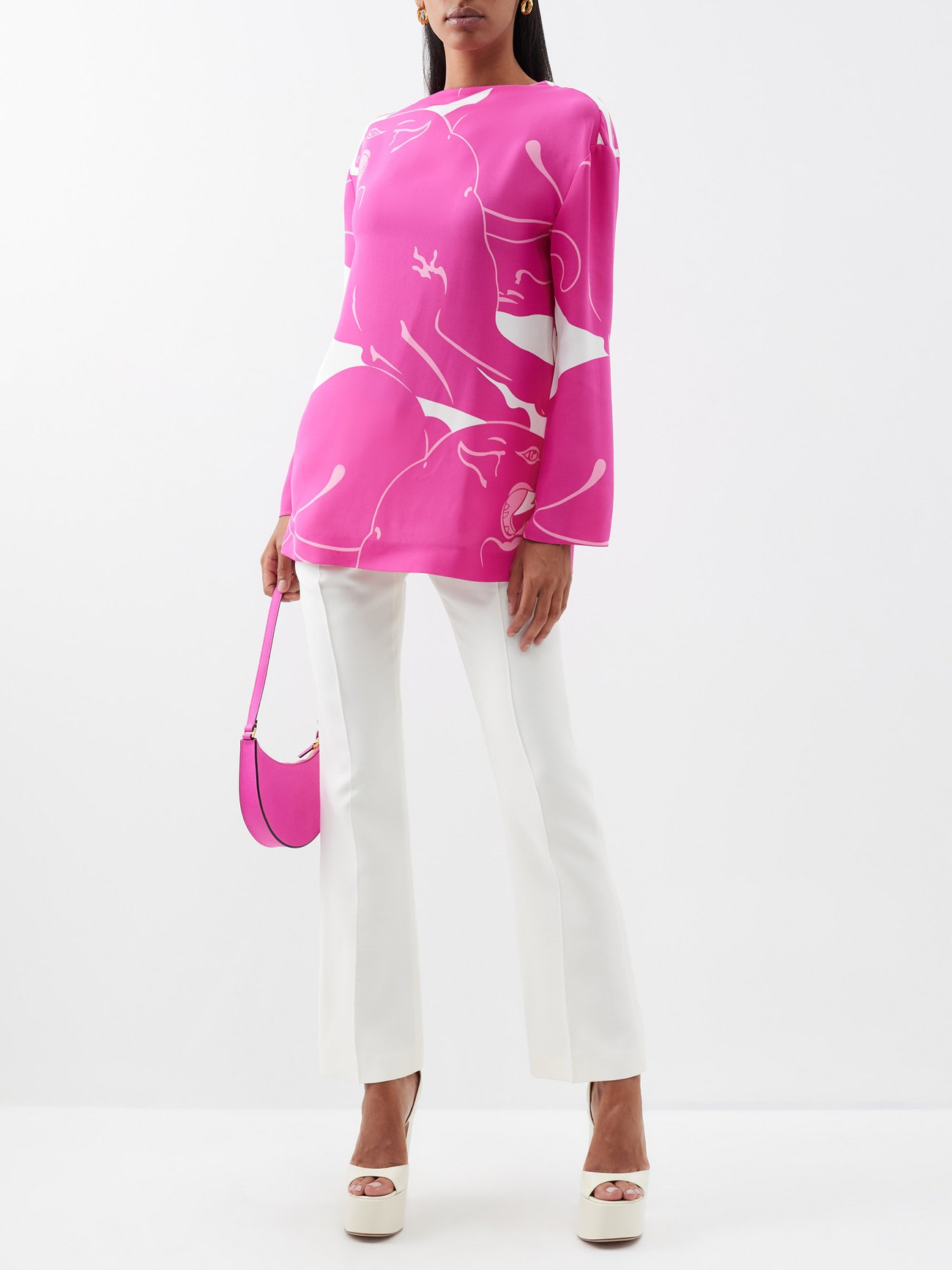 Valentino Garavani Panther-print silk blouse - Pink