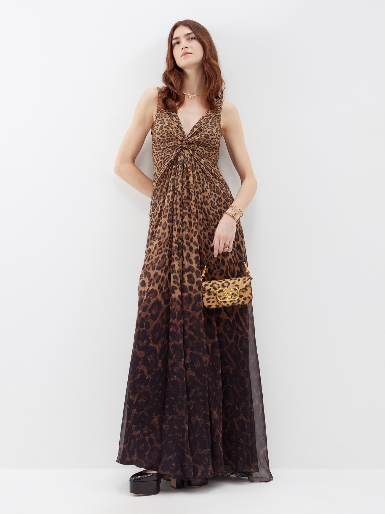 VALENTINO GARAVANI Fringed leopard-print cashmere and silk-blend